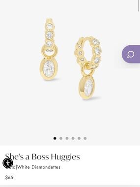 Melinda Maria She’s a Boss Huggie Earrings Yellow Gold NWOT